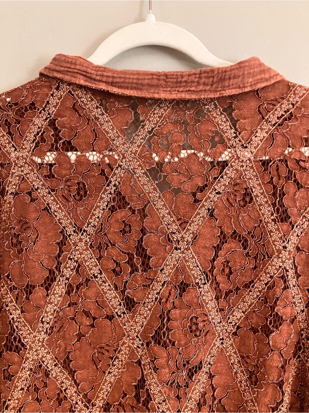 Oli & Hali Lace Button-Up Shirt Jacket in Terracotta NWOT - Picture 8 of 9